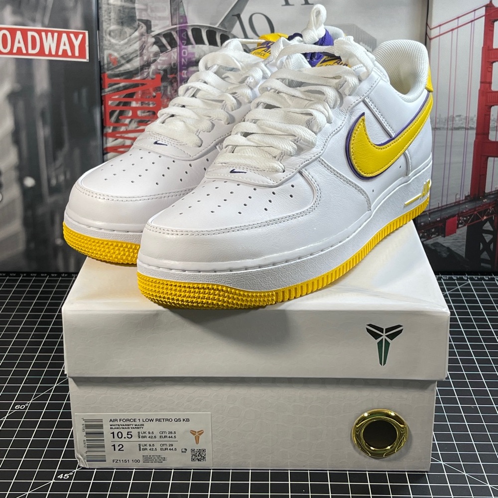 Nike Air Force 1 Low Retro QS KB Kobe Bryant Sz 10.5 LA Lakers FZ1151-100 NEW